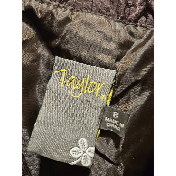NWT TAYLOR Brown RUFFLED Sheath DRESS SZ 8 $148 Fitted Waist Textured Boutique - Picture 3 of 10